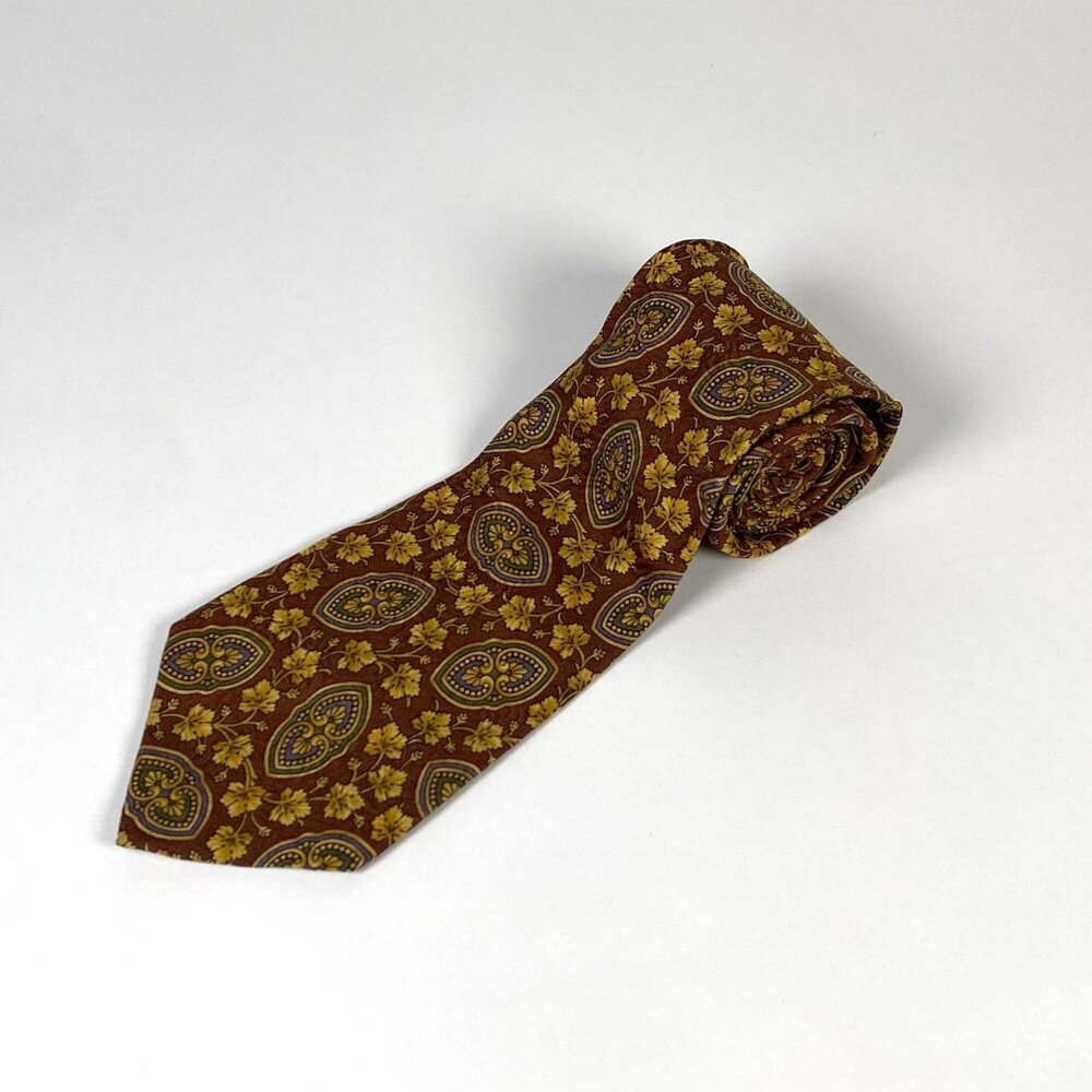 Burberrys Of London 100% Silk Neck Tie Paisley Floral Hand Sewn Vintage